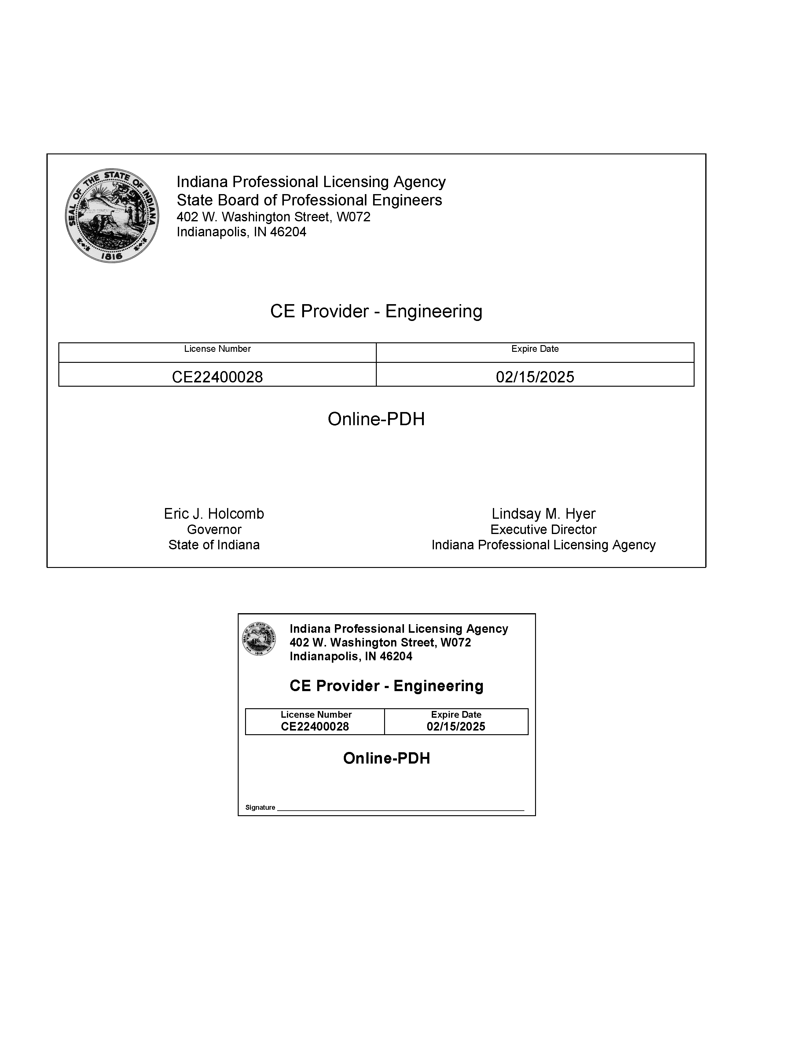 Indiana CE Provider License
